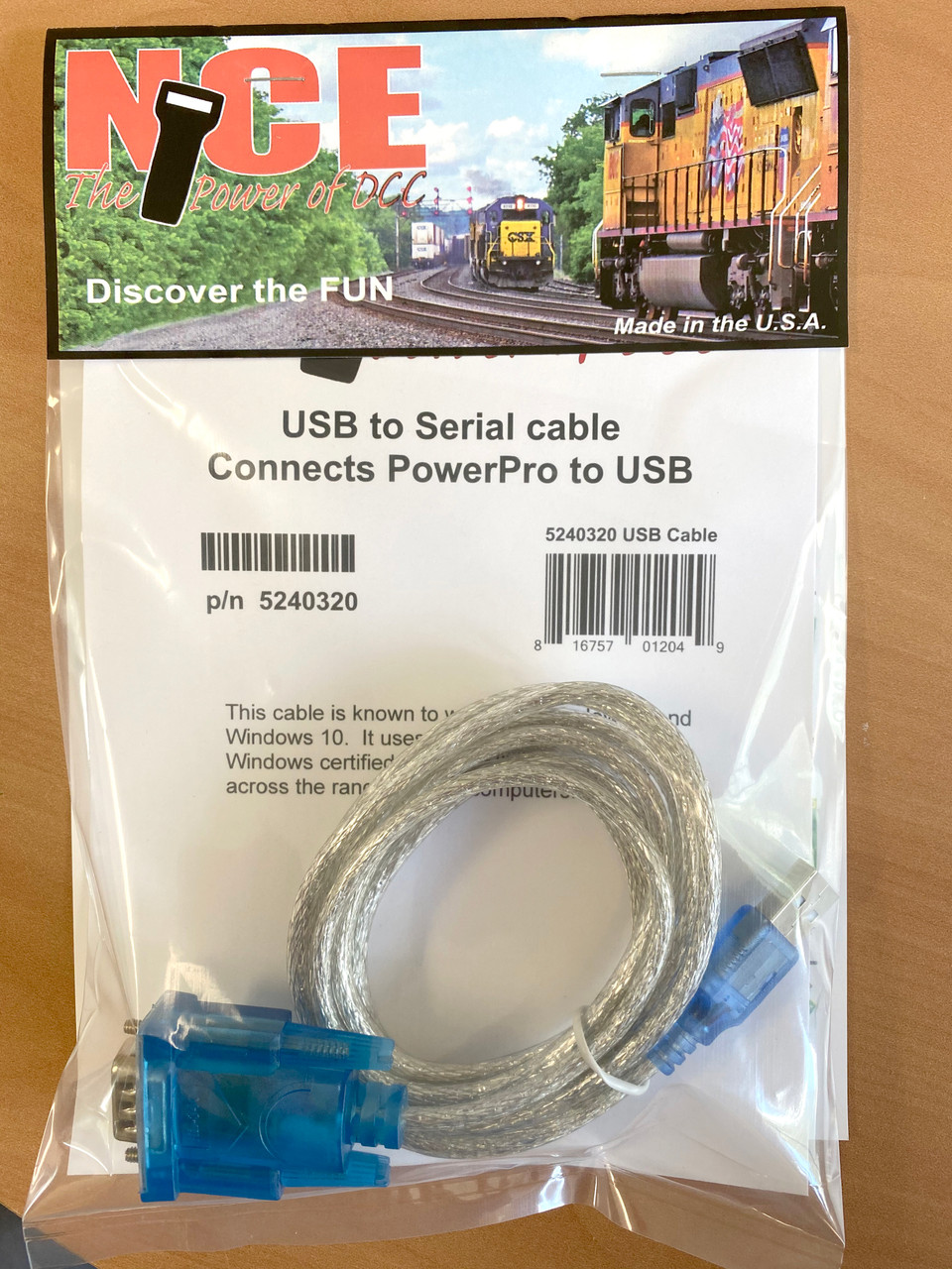 NCE 5240320 6 foot USB to Serial Cable for Power Pro Powerhouse CS02