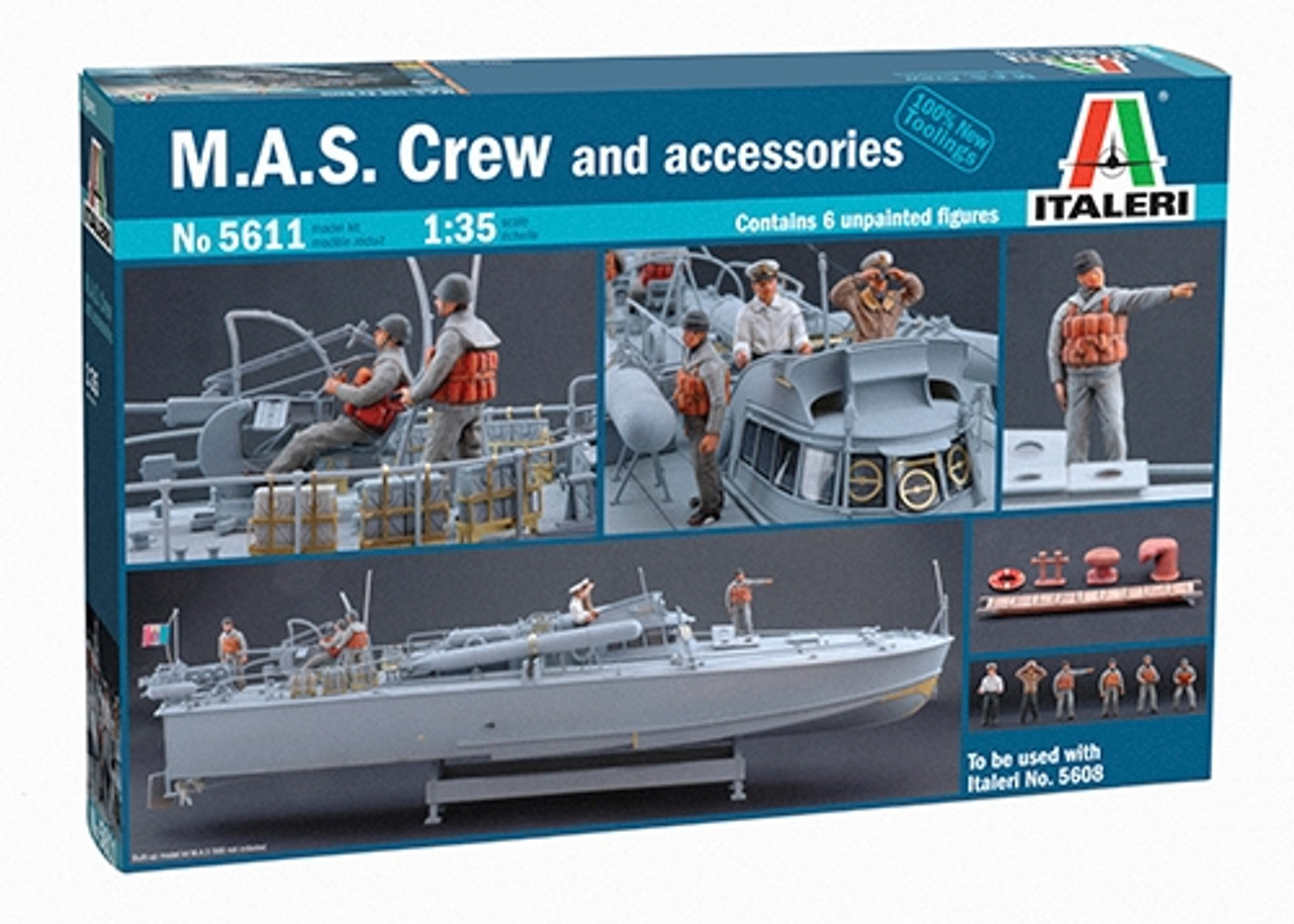 Italeri 5611 1/35 M.A.S. Crew and Accessories Model Kit