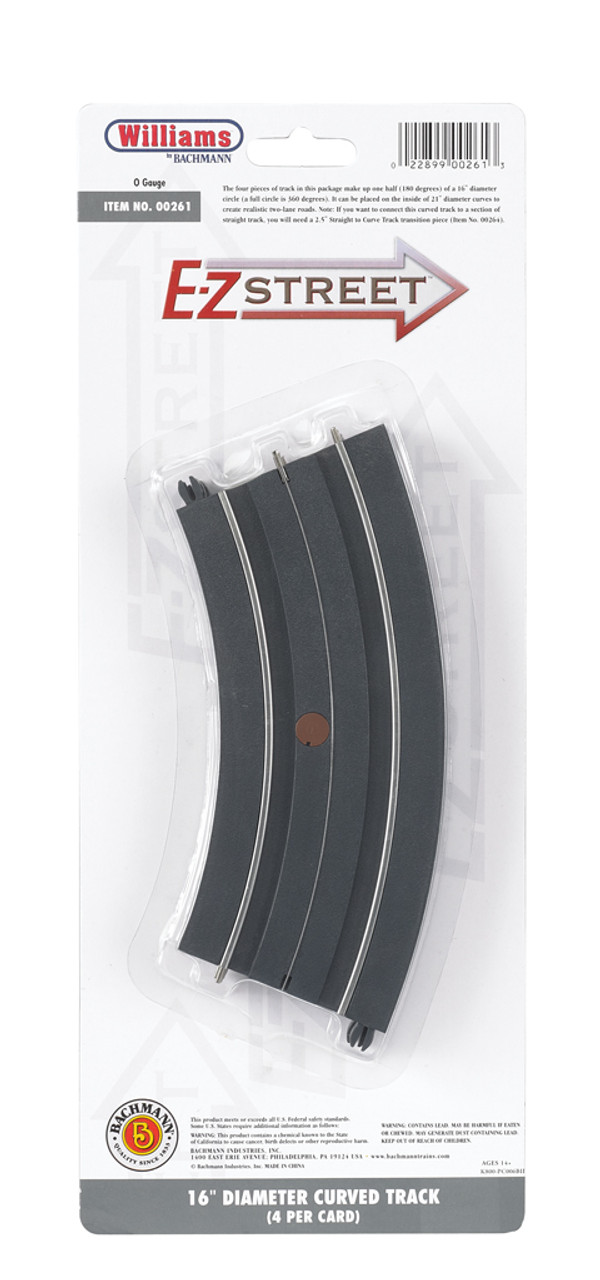 Bachmann 00261 O E-Z Street 16 Diameter Curved Track 4 Per Card