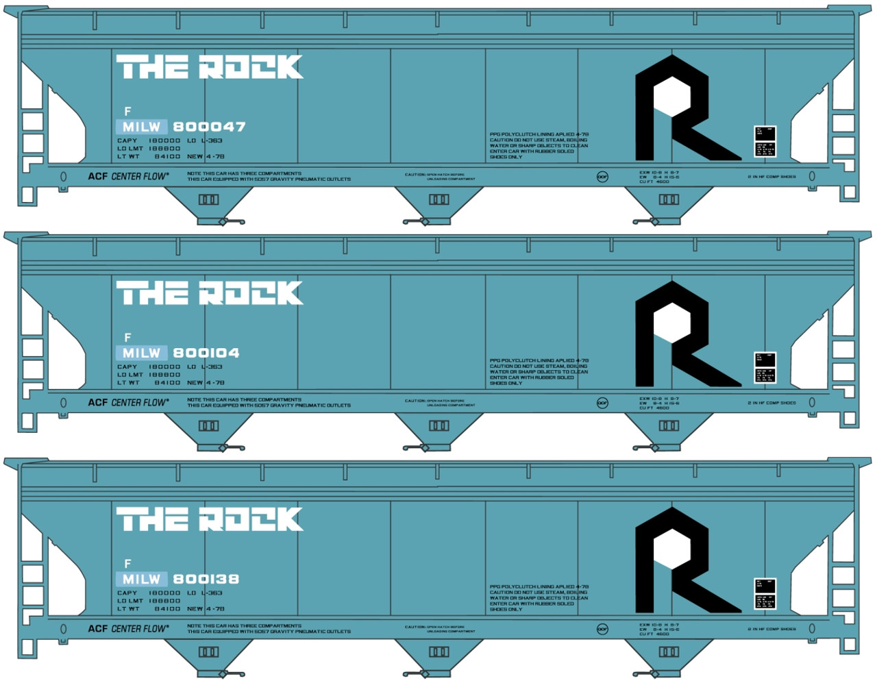 Accurail 81431 Ho 3-Bay ACF Covered Hopper  - Rock Island w/patched Milwaukee Road reporting marks