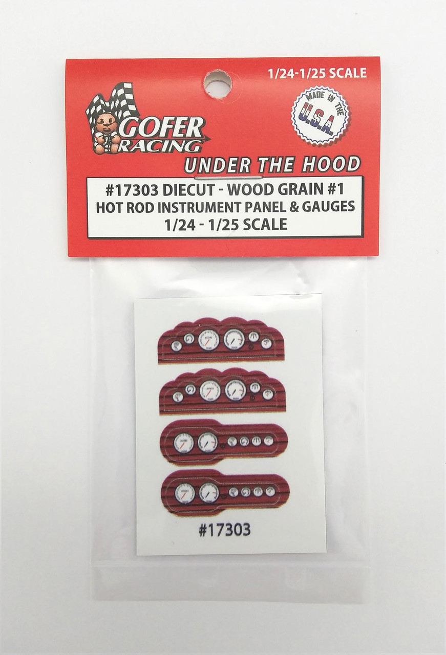 Gofer Racing 17303 Woodgrain Hot Rod Gauges