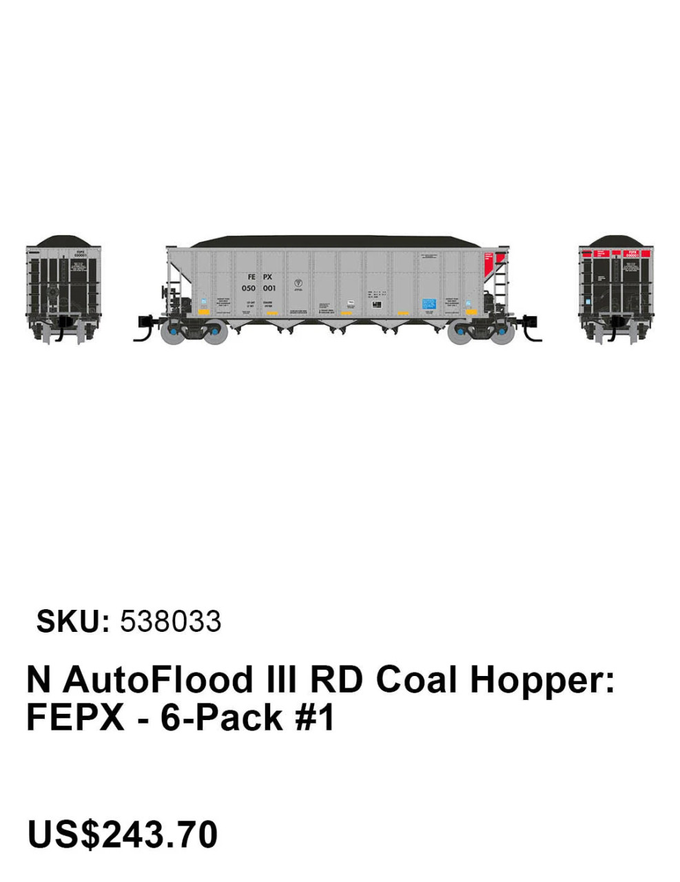 Rapido 538033 N AutoFlood III RD Coal Hopper - FEPX - Pack #1
