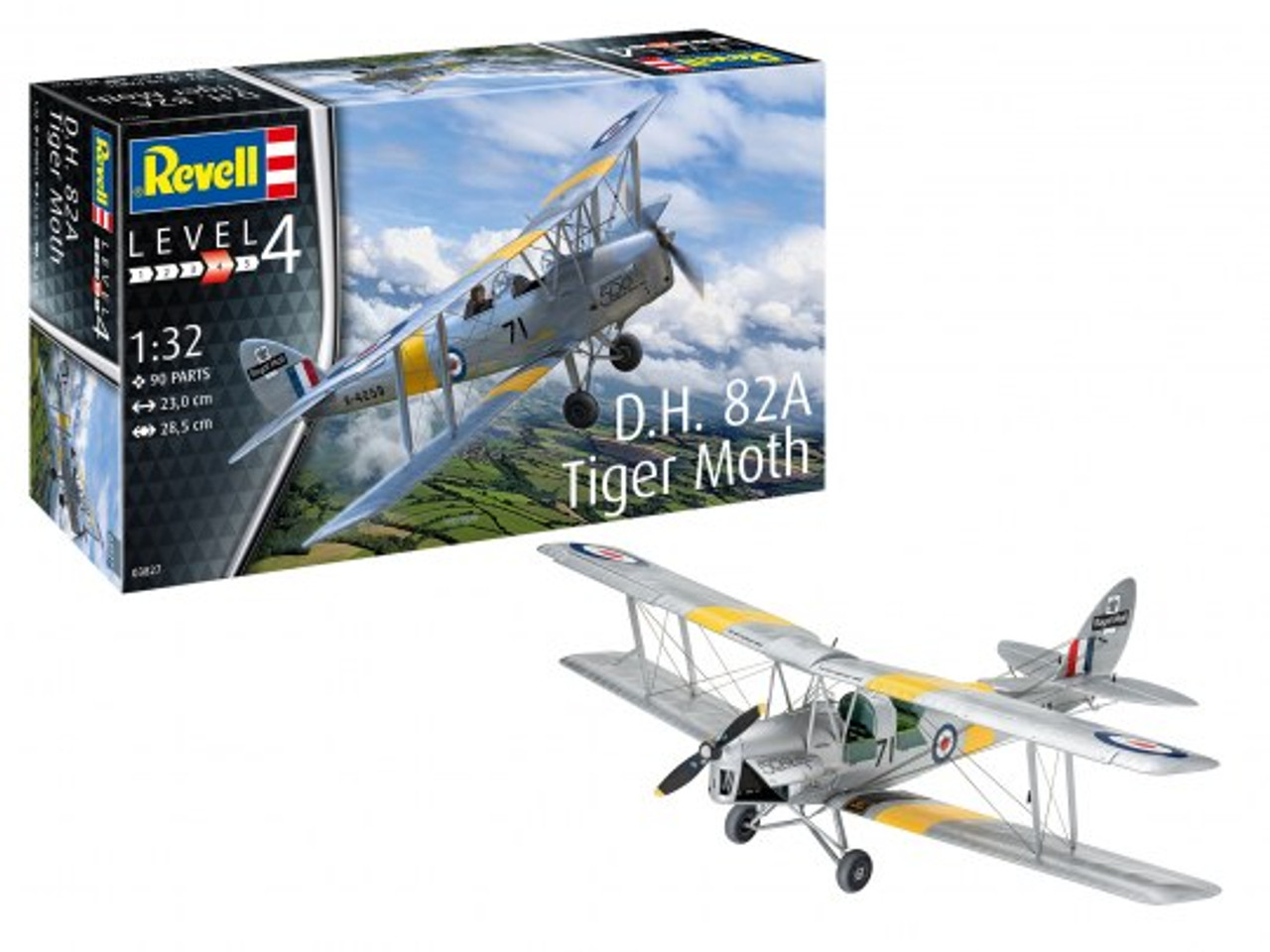 Revell 03827 1/32 DH 82A Tiger Moth Plastic Model Kit Box