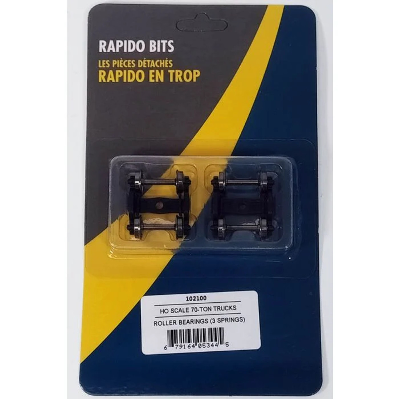 Rapido 102100 Rapido Bits HO 70-ton 3-spring freight trucks w/roller bearings (pair) Package