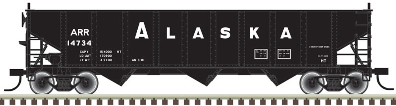 Atlas 20 006 916 HO Trainman AAR 70 Ton 3-Bay Open Hopper - Alaska #14803