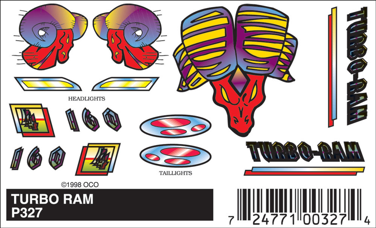 Pinecar P327 Turbo Ram Dry Transfer Decals