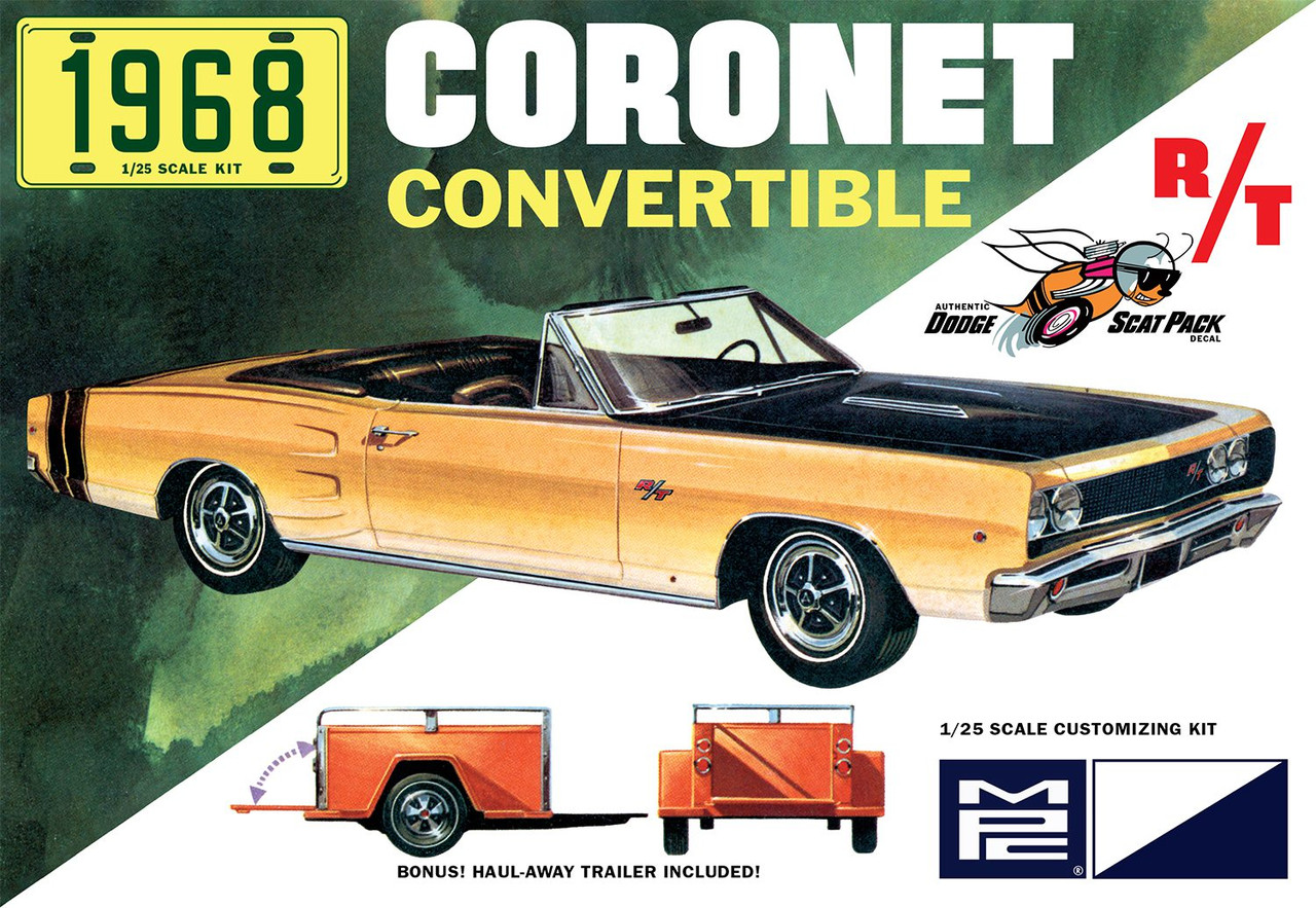 MPC 978 1/25 1968 Doge Coronet Convertible W/Trailer Model Kit