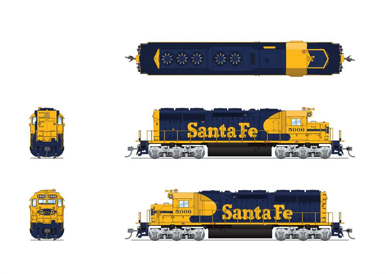 Broadway Limited 7631 HO EMD SD40 Paragon4 Sound/DC/DCC - ATSF #5010 Blue/Yellow Warbonnet Detail