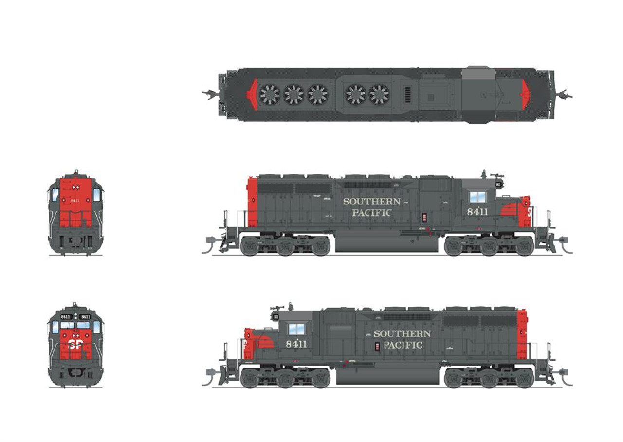 Broadway Limited 7646 HO EMD SD40 Paragon4 Sound/DC/DCC - Southern Pacific #8411 Detail
