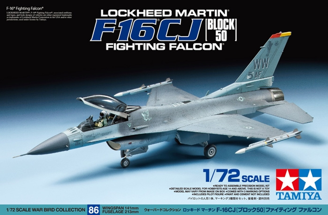 Tamiya 60786 1/72 F-16 CJ Fighting Falcon Plastic Model Kit