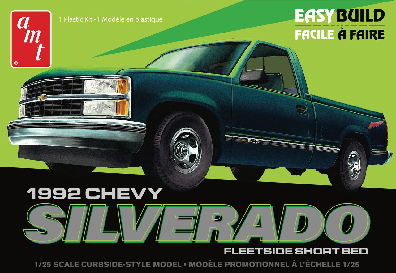 AMT 1408 1/25 1992 Chevrolet Silverado Shortbed Fleetside Plastic Model Kit Easy Build