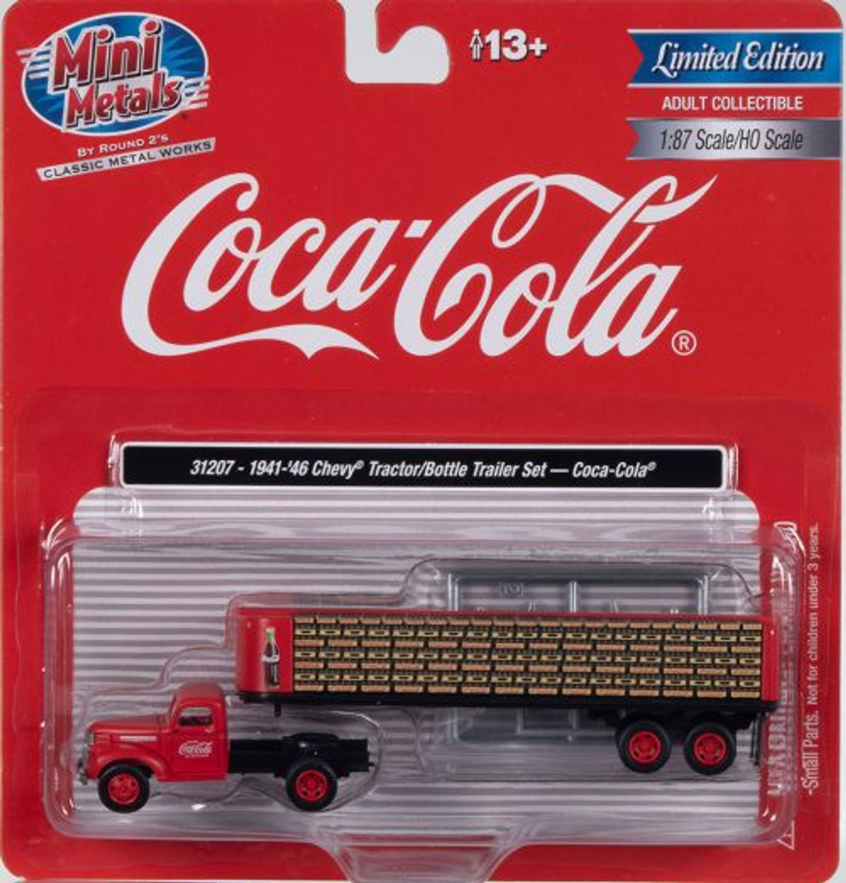 Classic Metal Works 31207 HO 1941-1946 Chevrolet Tractor w/Flatbed Trailer with Bottles Coca-Cola Package