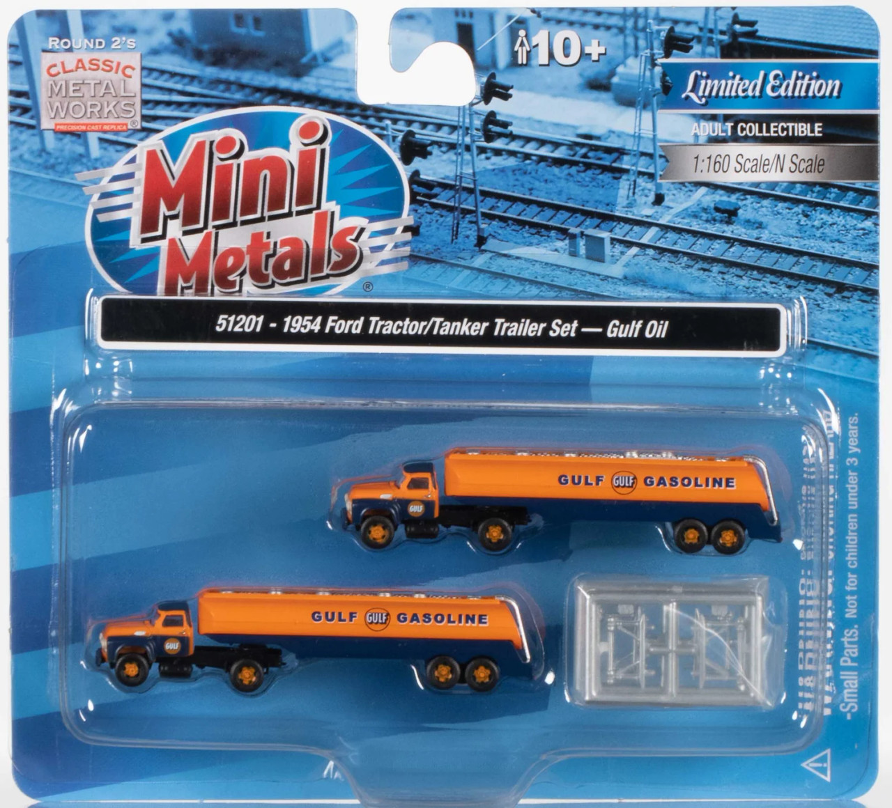 Classic Metal Works 51201 N 1954 Ford Tractor Tanker Trailer Set - Gulf Oil 2-Pack Package