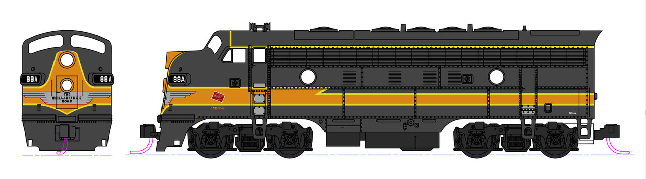 Kato 106-0429 N EMD F7A & F7B Milwaukee Road Freight 2-Locomotive Set #88A, 88B