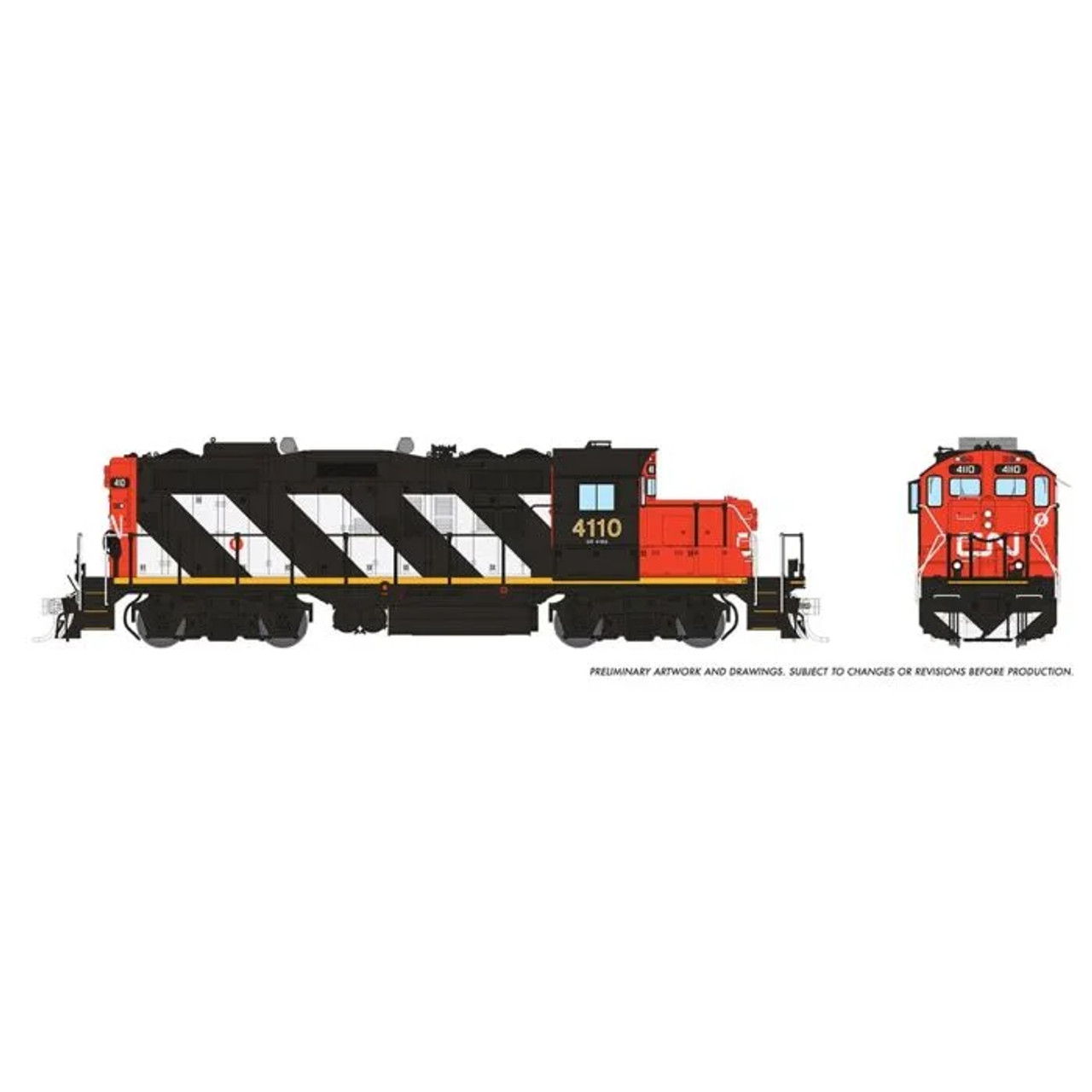 Rapido 041008 HO GP9rm (DC/Silent) - CN Stripes #4110