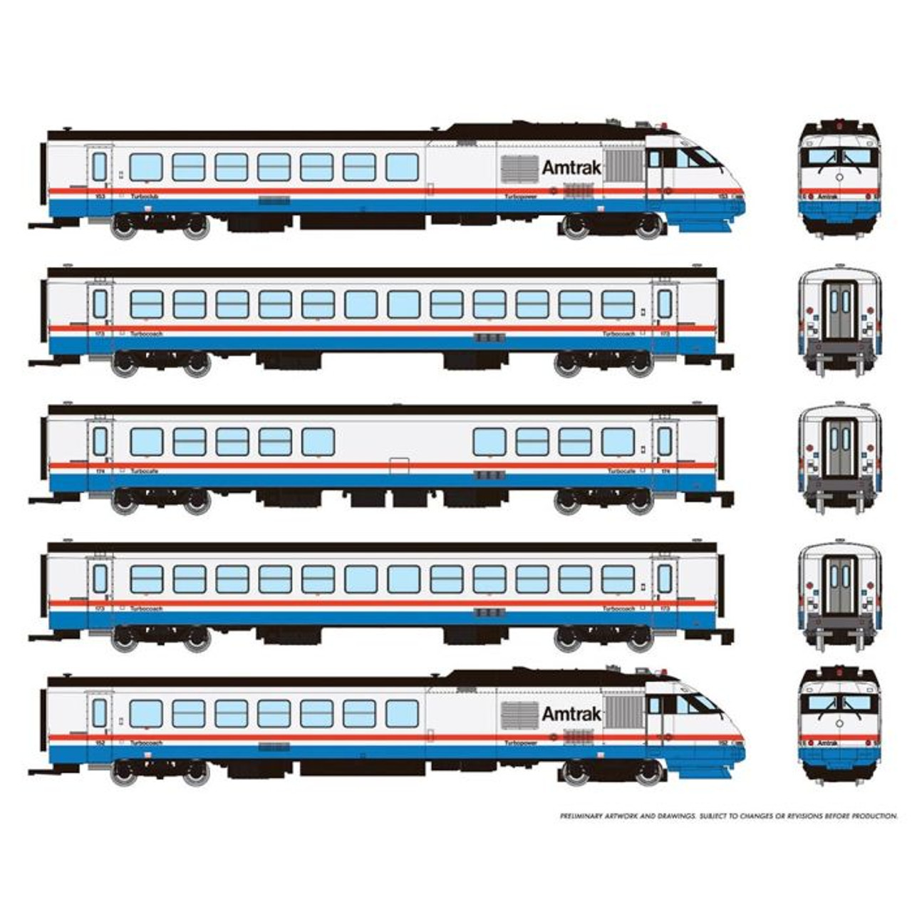 Rapido 525504 N RTL Turboliner DC/DCC w/Sound -5-Car Set #4 Phase III Late