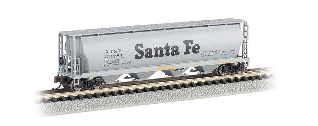 Bachmann 19152 N 4 Bay Cylindrical Grain Hopper - Santa Fe