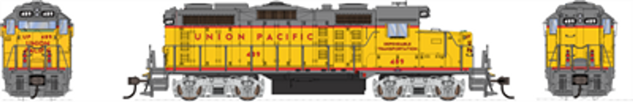 Broadway Limited 4278 Ho EMD GP20, UP #489, Yellow & Gray, Paragon4 Sound/DC/DCC