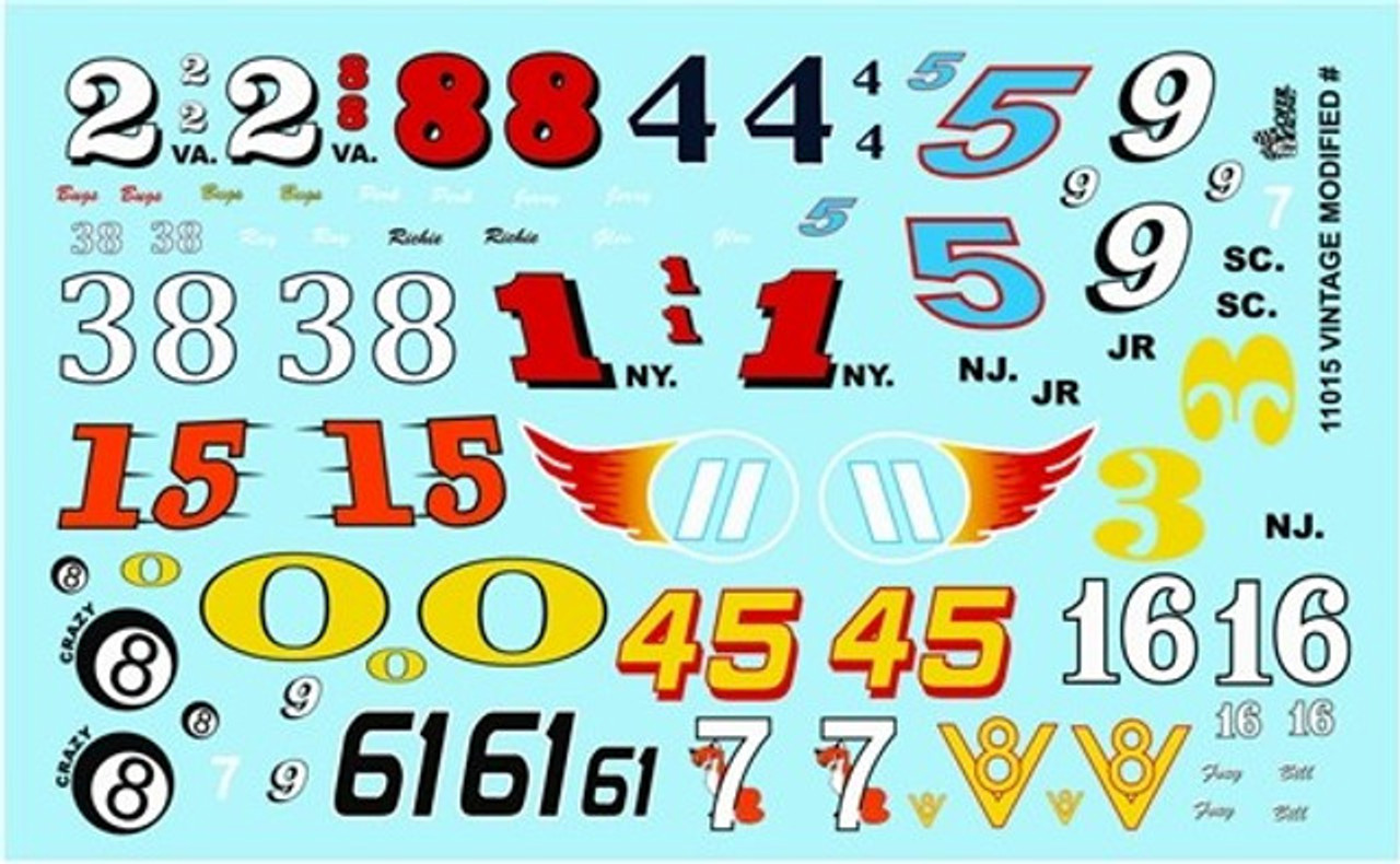 Gofer Racing Decals 11015 1/24 Vintage Modified Numbers Decals