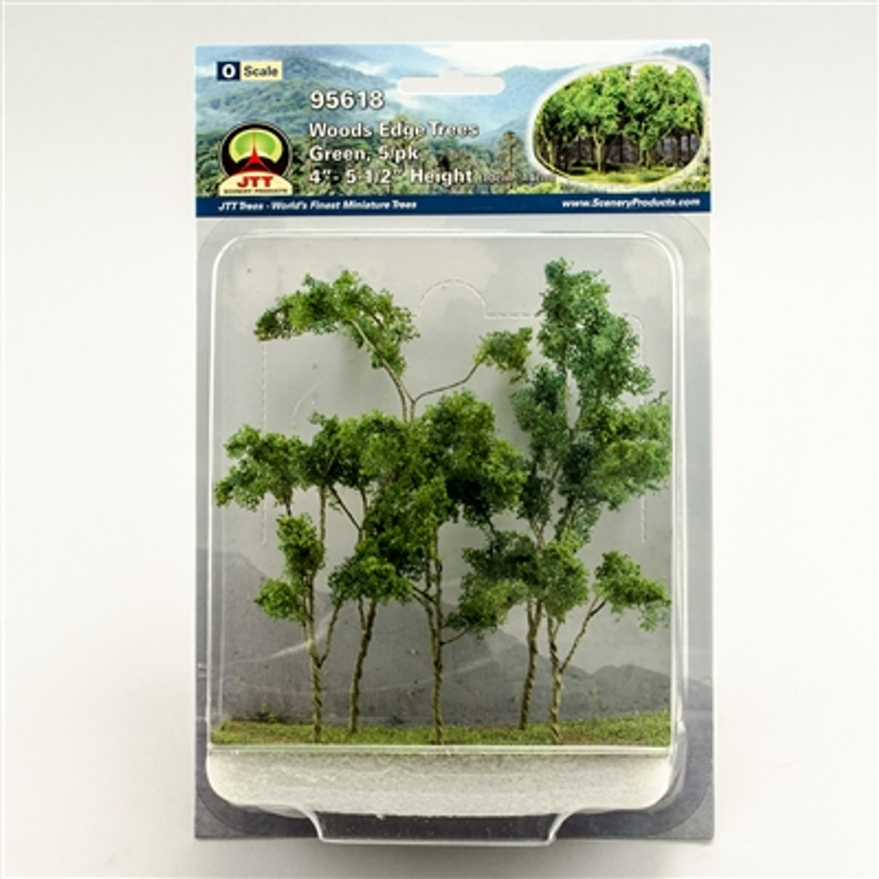 JTT Scenery 95618 O Woods Edge Trees, Green 4” to 5-1/2”(H) 5/pk