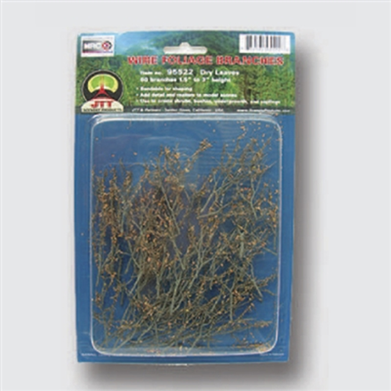 JTT Scenery 95522 Foliage Branches, Dry Leaves 1.5" to 3", 60 pcs.
