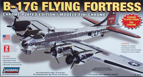 Lindberg 70514 1/64 B-17 Flying Fortress Chrome Finish Plastic Model Kit