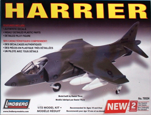 Lindberg 70524 1/72 Harrier Jet Plastic Model Kit