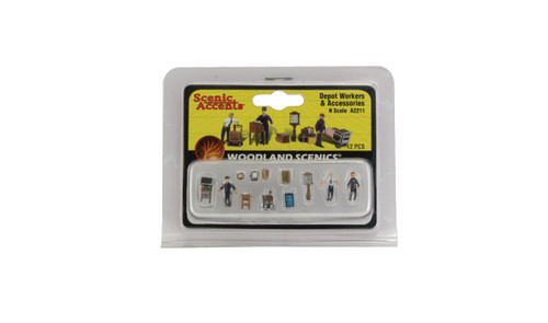 Woodland Scenics A2211 Depot Workers & Accessories - N Scale Package