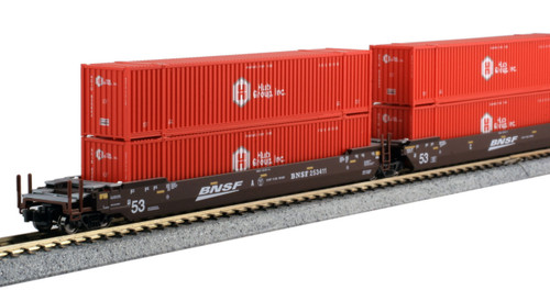 Kato 106-6182 N Gunderson MAXI-IV - BNSF "Swoosh"#254353 w/ Crowley Logistics Containers