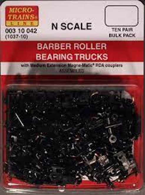 Micro Trains 003 10 042 Barber Roller Bearing Trucks w/ med. ext. couplers 10 pr. (1037-10)