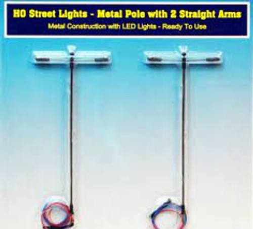Rock Island 012104 Ho Metal Pole 2 Straight Arms Street Lights