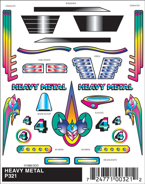 Pinecar P321 Heavy Metal Dry Transfer Decals