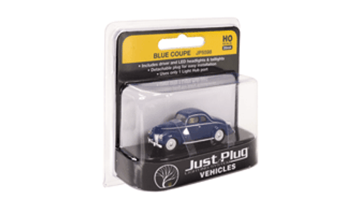 Woodland Scenics JP5598 Just Plug Vehicles - Blue Coupe - HO Scale package