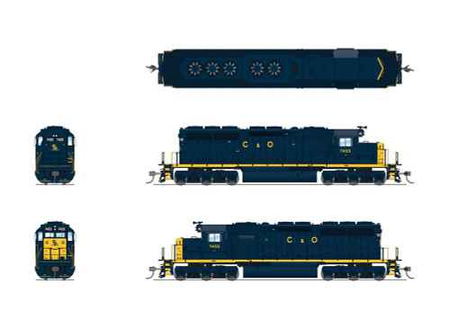 Broadway Limited 7632 HO EMD SD40 Paragon4 Sound/DC/DCC - Chesapeake & Ohio #7455 Detail