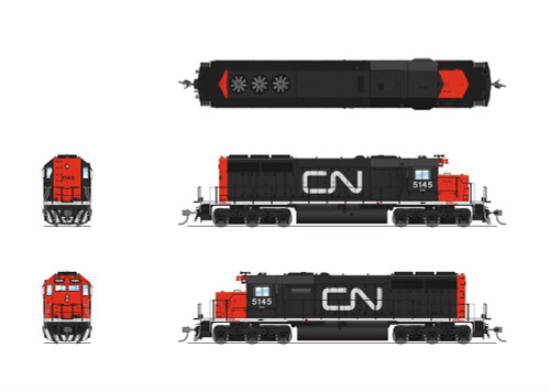 Broadway Limited 9034 EMD SD40 - Canadian National  #5145 DCC-Ready detail