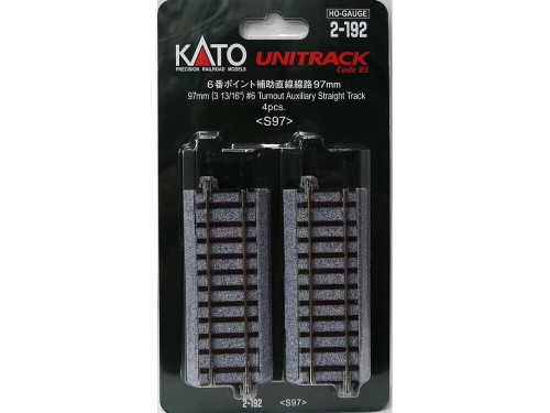 KATO 2-192 HO 97mm, 3.8" Length Adjustment Straight Track (4 Pieces)