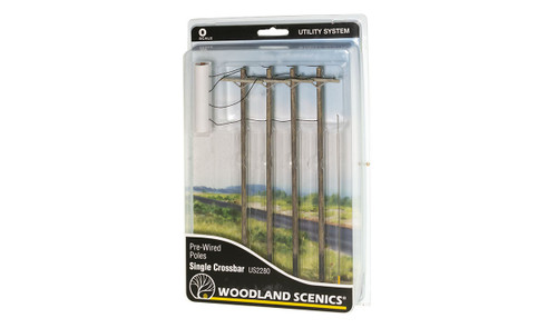 Woodland Scenics US2280 Pre-Wired Poles - Single Crossbar - O Scale