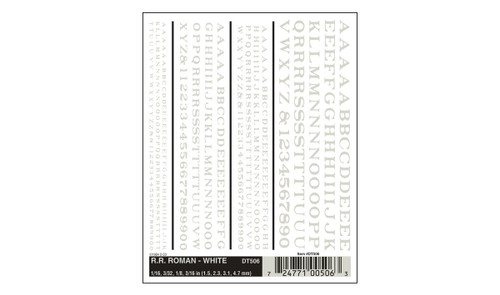 Woodland Scenics DT506 Dry Transfer Decals - RR Roman White