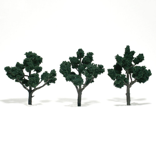 Woodland Scenics TR1511 Ready Made Realistic Trees Deciduous -  Dark Green - 3/pkg