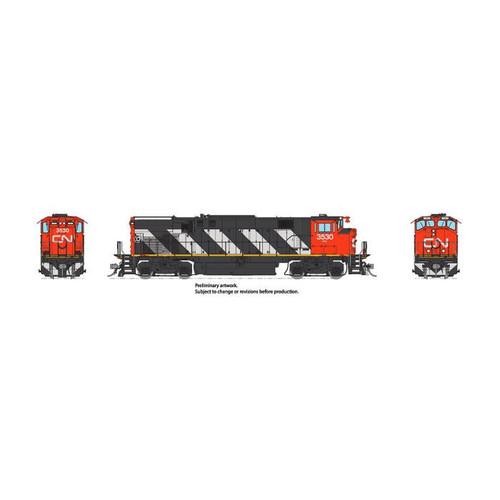 Rapido 033518 HO M420 Locomotive DC/DCC w/Sound - CN - Stripes Scheme (MR-20c) #3572