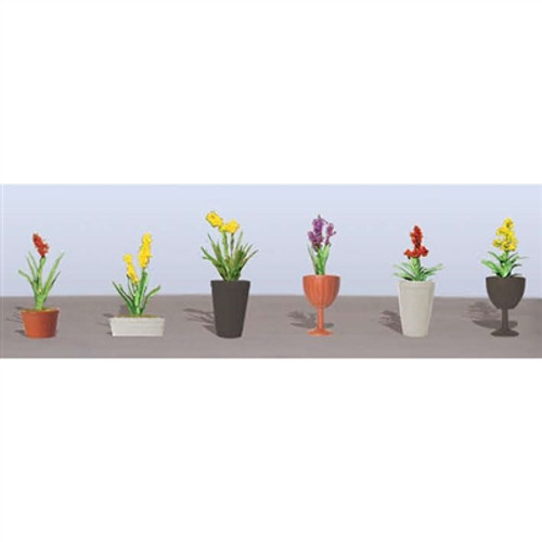 JTT Scenery 95567 HO Assorted Potted Flower Plants 2 7/8”(H) 6/pk