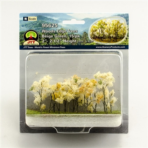 JTT Scenery 95625 N Woods Edge Trees, Beige Green 2” to 2-1/2”(H) 15/pk