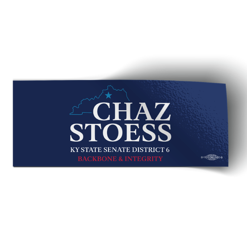 Chaz Stoess For KY - Navy (7.5" x 3" Vinyl Bumper Sticker)