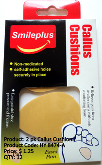 2Pk Callus  Cushion, self adhesive Callus  cushion, stays securely providing pain relief and comfort.