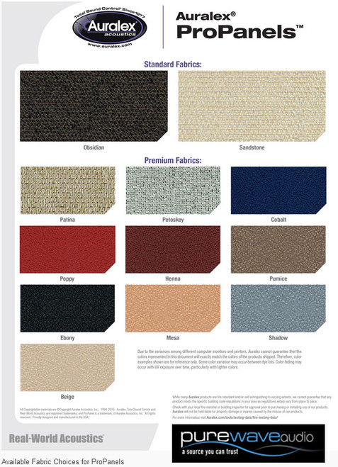 Auralex Standard and Premium Fabrics
