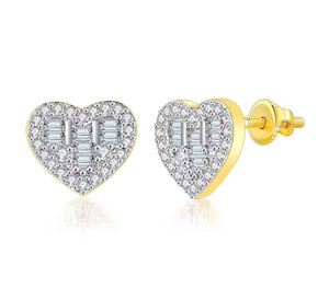 Baguette Heart Studs