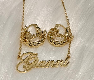 Script Name Hoops & Necklace Set