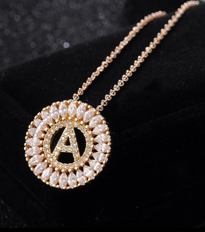 Small Round Bling Initial Necklace