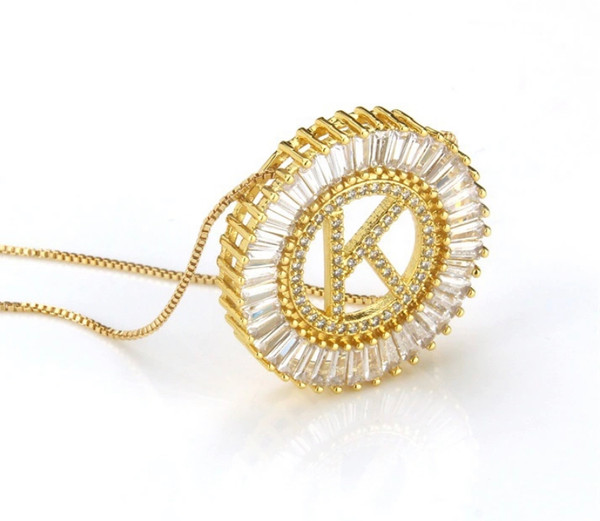 Large Round Bling Initial Necklace