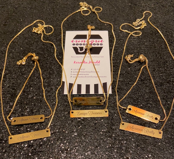 Personalized Bar Necklace & Bracelet Set